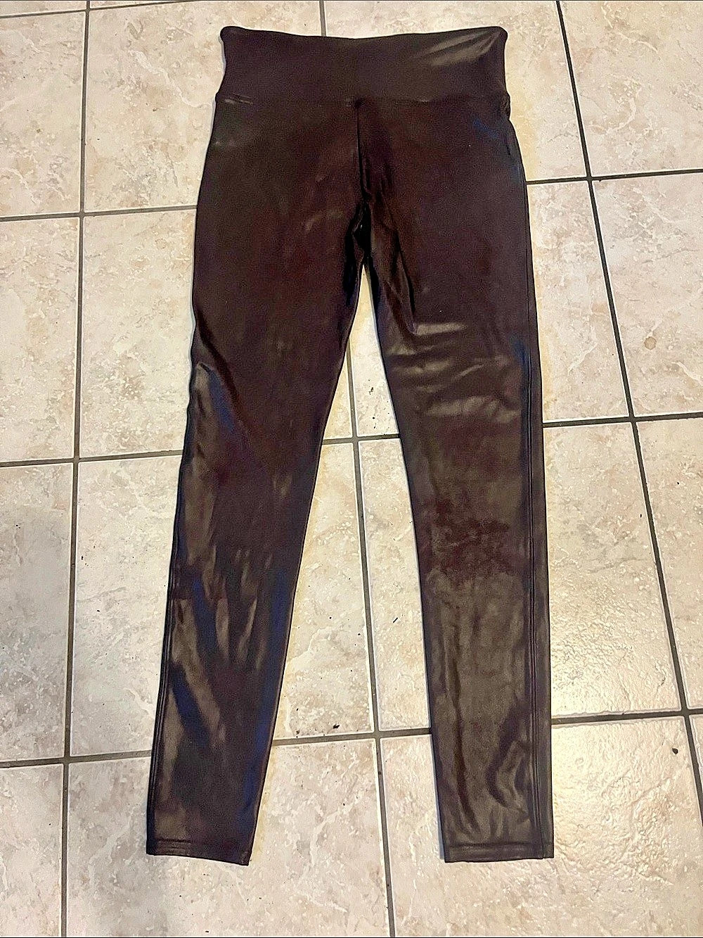 SPANX Brown Faux Leather Leggings XL NWOT